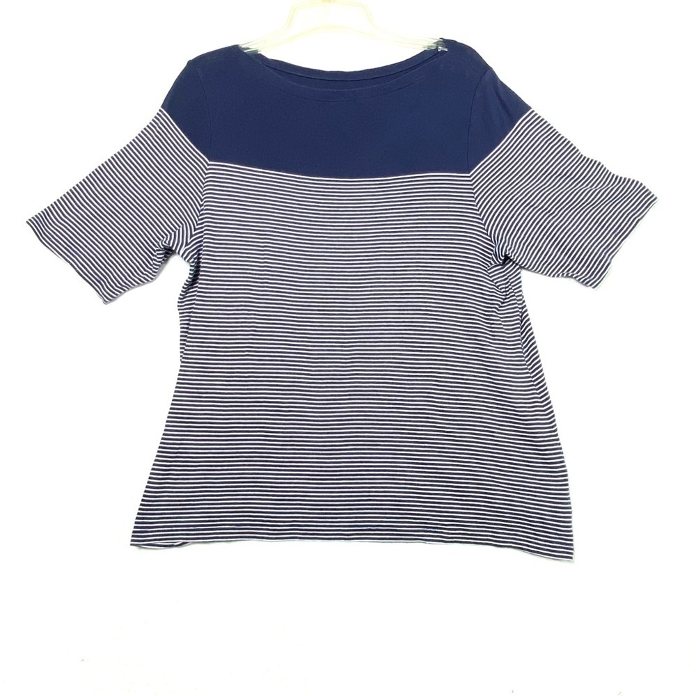 Charter Club Tunic Top 2X Navy White Stripe Pima Cotton Short Sleeve Nautical